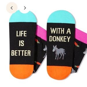 Fun Donkey Socks - Black, Orange, Pink, Blue